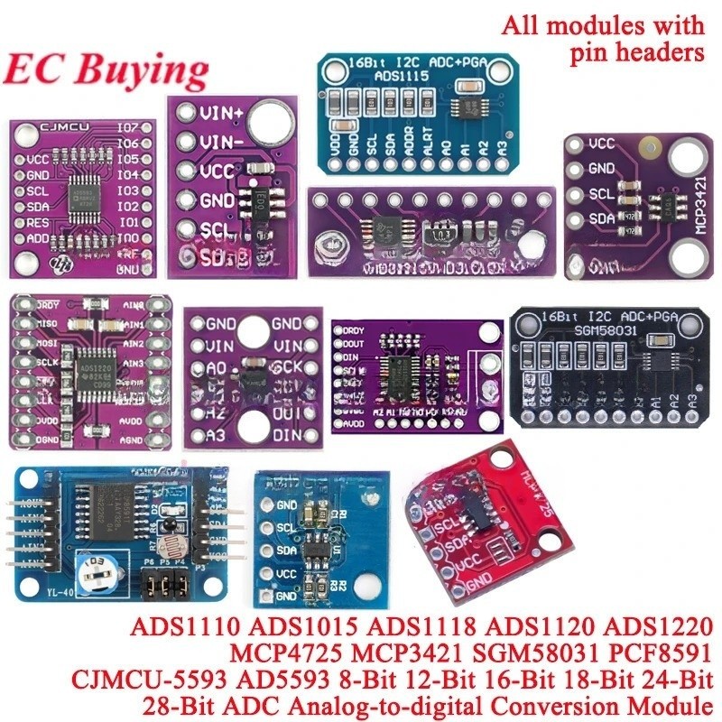 1-2 ชิ้น ADS1115 ADS1015 MCP4725 AD5593 ADS1110 ADS1118 ADS1120 ADS1220 MCP3421 SGM58031 Analog-to-D