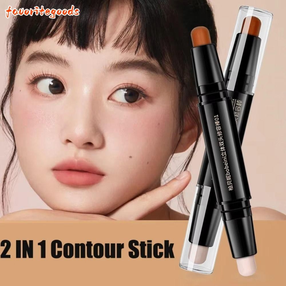 FAVORITEGOODS ปากกาคอนซีลเลอร์, แต่งหน้าใบหน้าติดทนนาน V Face Contouring Stick, Double-headed 2-in-1