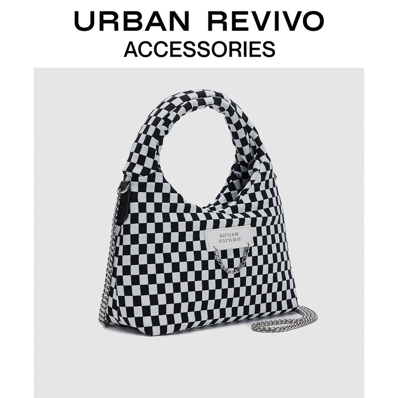 URBAN REVIVO2022 Spring Summer Ladies Pan Grid Crossbody Bag AW20BG2N2002