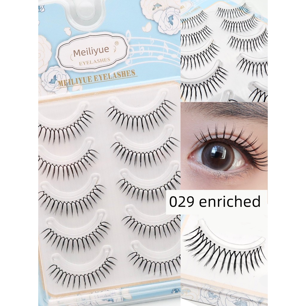 ต่อขนตา ขนตา เสน่ห์ 029 กลุ่มสาวหนาพิเศษขนตาปลอมจําลองธรรมชาติชิ้นเดียวกลุ่มสาวเกาหลี 16 ชิ้นใส