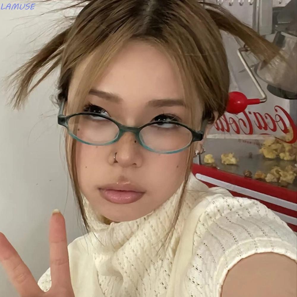 LAMUSE Anti Blue-ray Glasses, Y2K Retro Oval Glasses, Vintage Lightweight Leopard Print Ins Small Fr