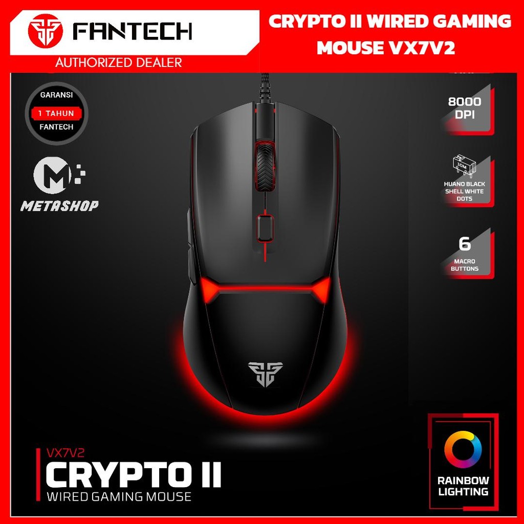 FANTECH VX7V2 VX7 V2 Crypto II Wired Gaming Ambidextrous Rainbow Lightning