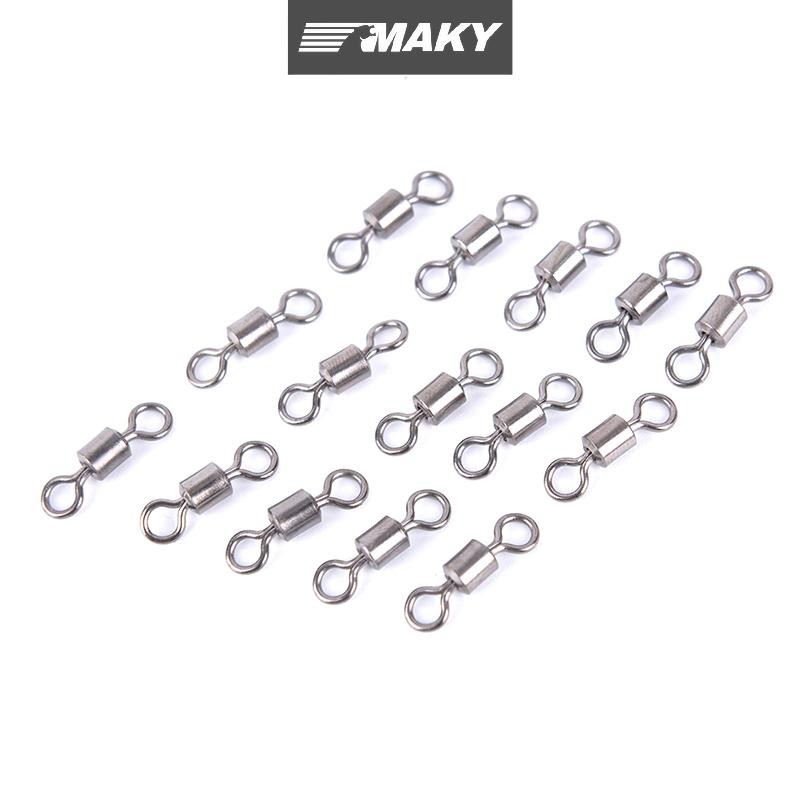 LLPH 50PCS Fishing Barrel Bearing Rolling Swivel Solid Ring Lures Connector 11 ขนาด LPD
