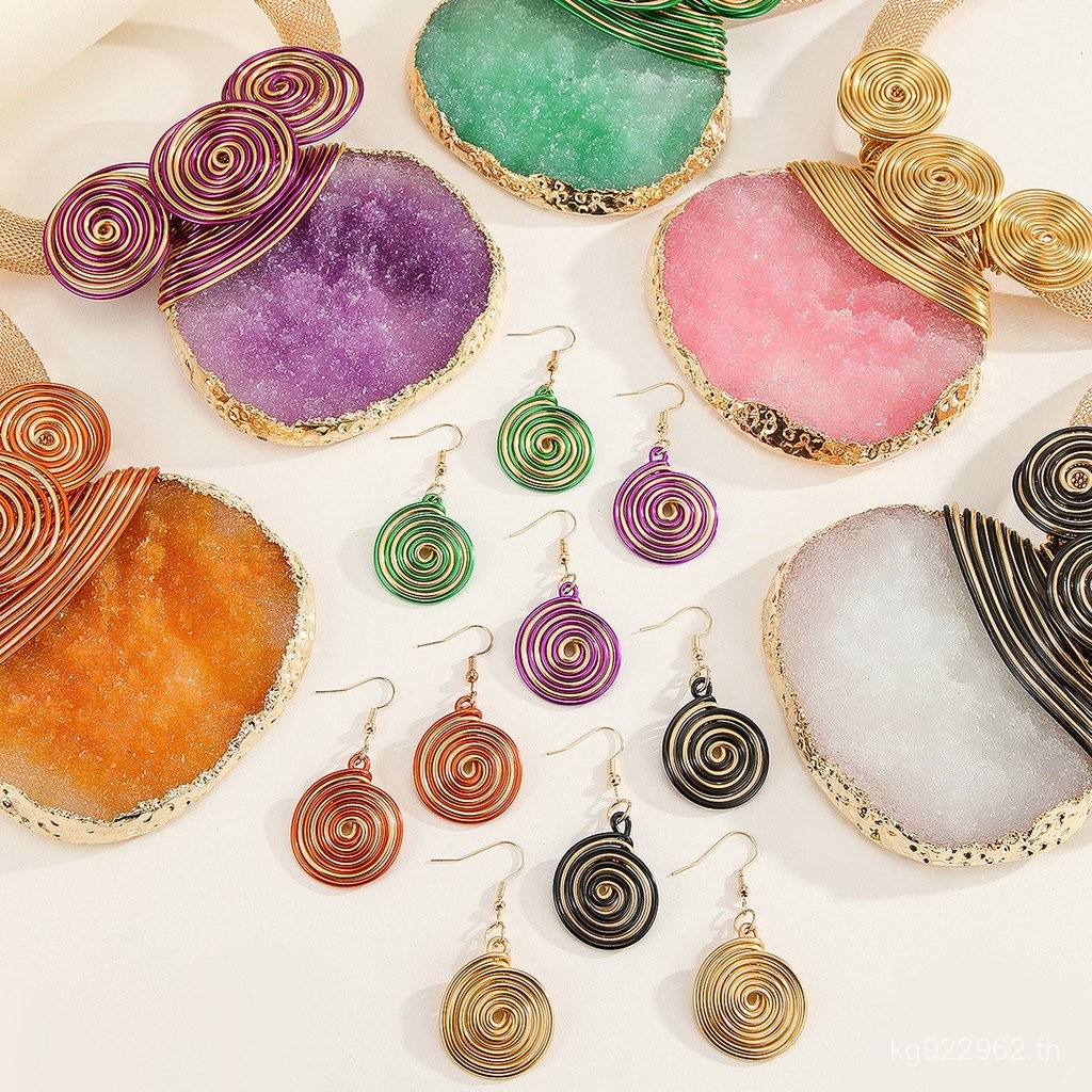 จี้เรซิ่นสำหรับเจ้าสาว ออกแบบพิเศษข้ามพรมแดน พร้อมสร้อยคอและสายหู หรูหรา SFT0