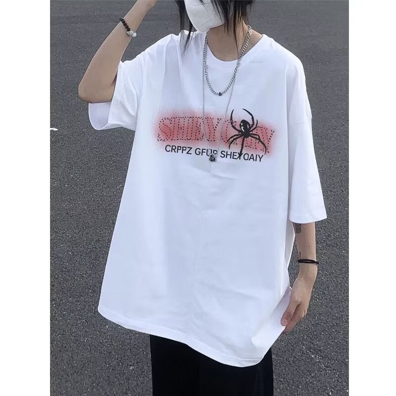 COD 2025AKAMA Original Heavyweight 320g Small Neckline American Cupid Print T-Shirt Men Pure Cotton 