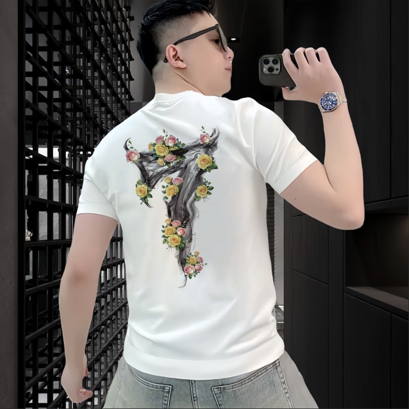 COD 2025S1617 Cool Feel Mercerized Cotton White Ink Print P22 Black White S-5XL new23 OYNG