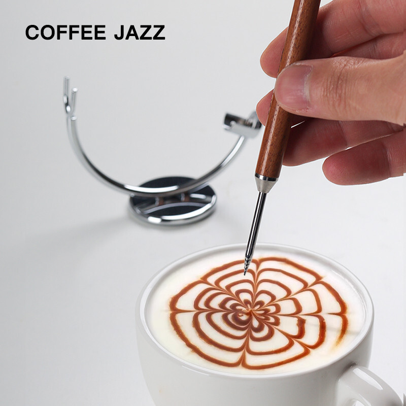 COFFEE JAZZ Rosewood Latte Needle Stainless Latte Pen COFFEE Latte Artifact COFFEE Latte Needle Stor