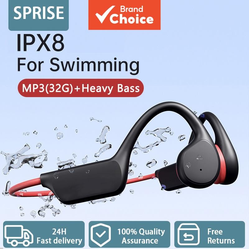 SPRISE X7 หูฟัง Bone-Conduction หูฟังบลูทูธไร้สาย TWS MP3-Function Non-In-Ear หูฟัง Deep-Waterproof HiFi Surround-Stereo Stable HD โทรสําหรับชุดหูฟังว่ายน้ํา
