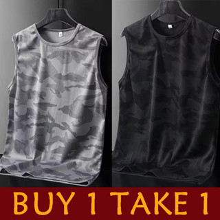 เสื้อกั๊กแขนกุดผู้ชาย ผ้าไหมน้ำแข็ง พิมพ์ลายแคมโอบัส และดอกไ…