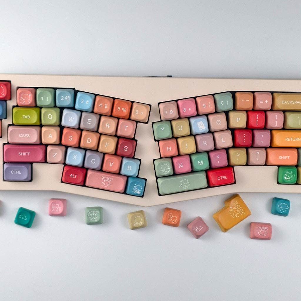 Gummy Bear Keycap 120 คีย์ MOA โปรไฟล์ PBT Dye Sublimation Wooting Aula F75 RK100 Mechanical Keycap 