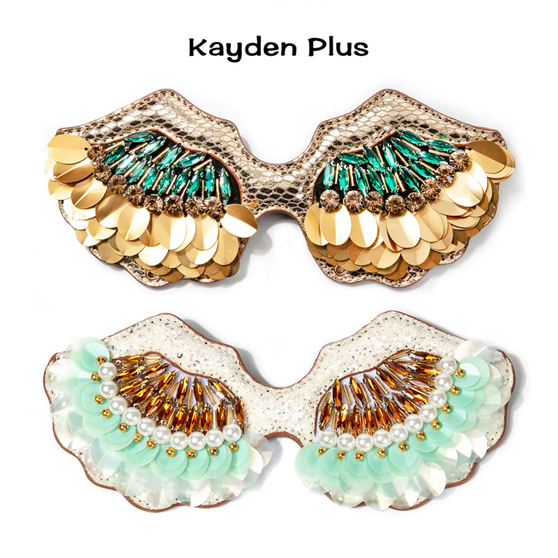 Kayden Plus Owl Eye Mask หนังวัวสองด้าน งานแฮนด์เมイดตกแต่งเลื่อม สำหรับแขวนและใช้บนใบหน้า