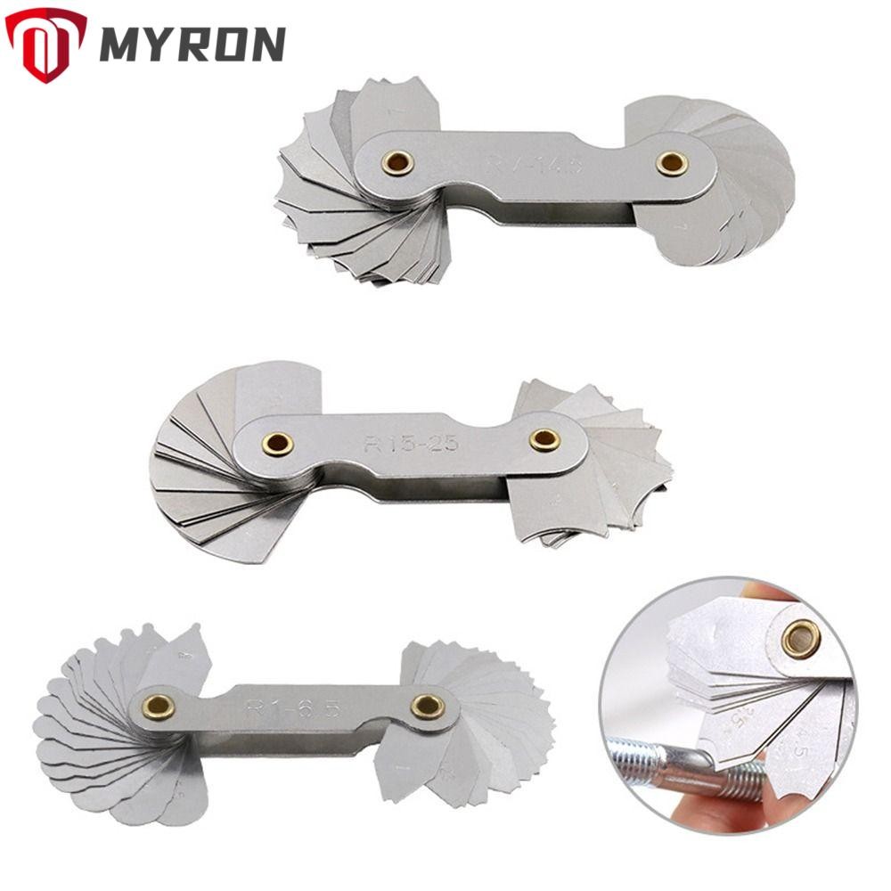 MYRON 16 ชิ้น/เซ็ต Radius Gauge เครื่องกลึงเครื่องมือสําหรับการวัดอุตสาหกรรม Radius Fillet Gauge ตัว