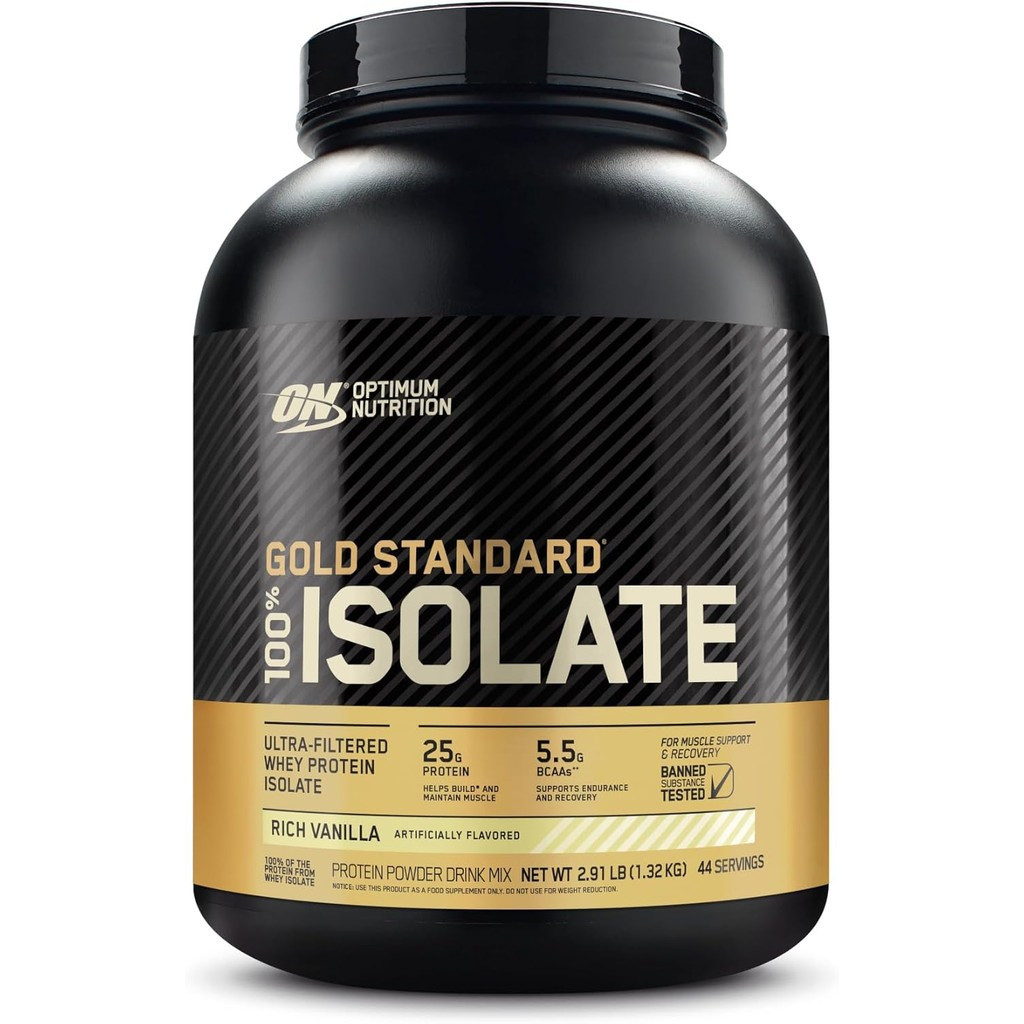 Optimum Nutrition Gold Standard 100% Isolate, Protein Powder, Rich Vanilla, 2.91 Pounds, 44 Servings