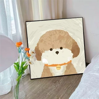 ภาพวาดสุนัขน่ารักขนาด 30x30x0.9 ซม. สำหรับห้องนั่งเล่นและห้องนอน ศิลปะฝากรูปแบบการ์ตูน ออกแบบมาเพื่อตกแต่งผนังให้น่าสนใจ