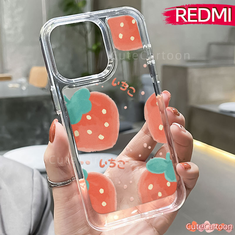 Aesthetic Strawberry PC Case REDMI-Note 14 12 13 14-Pro Redmi-13C 9C 12C A3 10C 11 9 10 PRO Glossy G