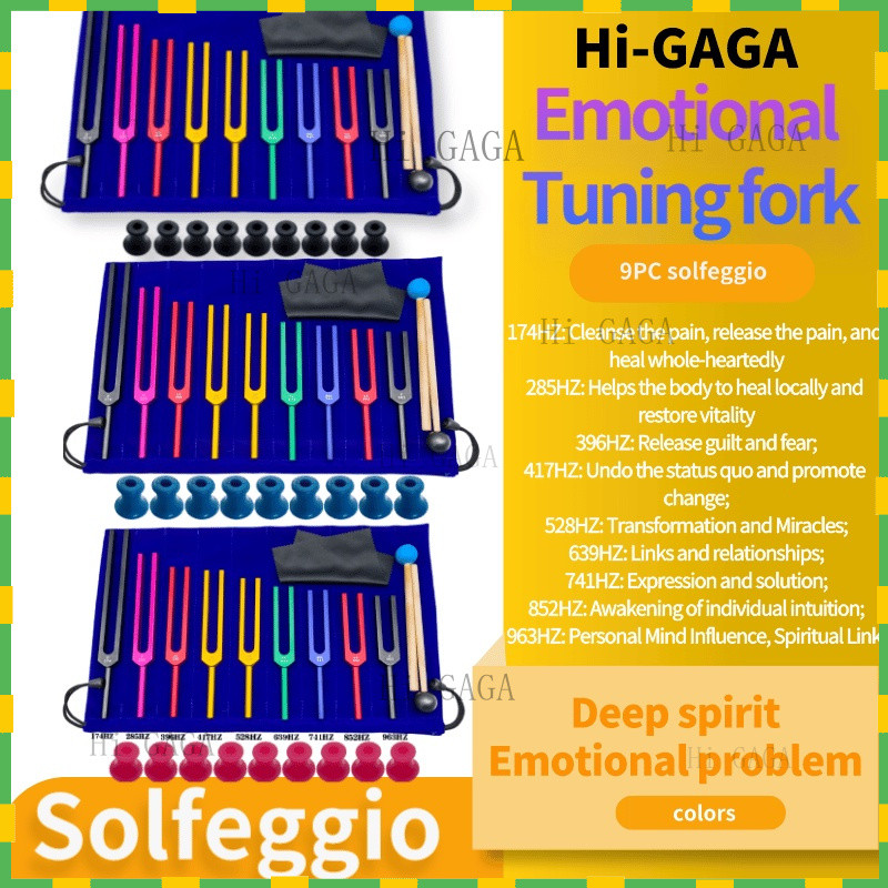 Tuning fork🔔ส้อมจูนเสียง🔔 ส้อมเสียงสี9ส้อมเสียงส้อมเสียงชุดส้อมเสียงอารมณ์ Solfeggio 174hz528hz963hz