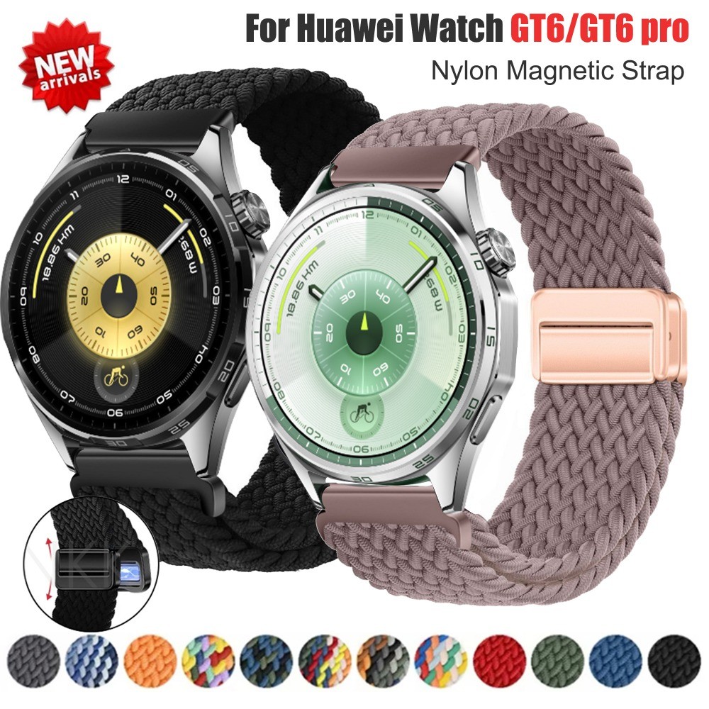 18 20 22 มม.สายคล้องคอแม่เหล็กสําหรับ Huawei Wtach GT6 pro 46 มม.42 มม.41 มม.ห่วงไนลอนสายรัดข้อมือสําหรับ Huawei GT5/4/3 สร้อยข้อมือ