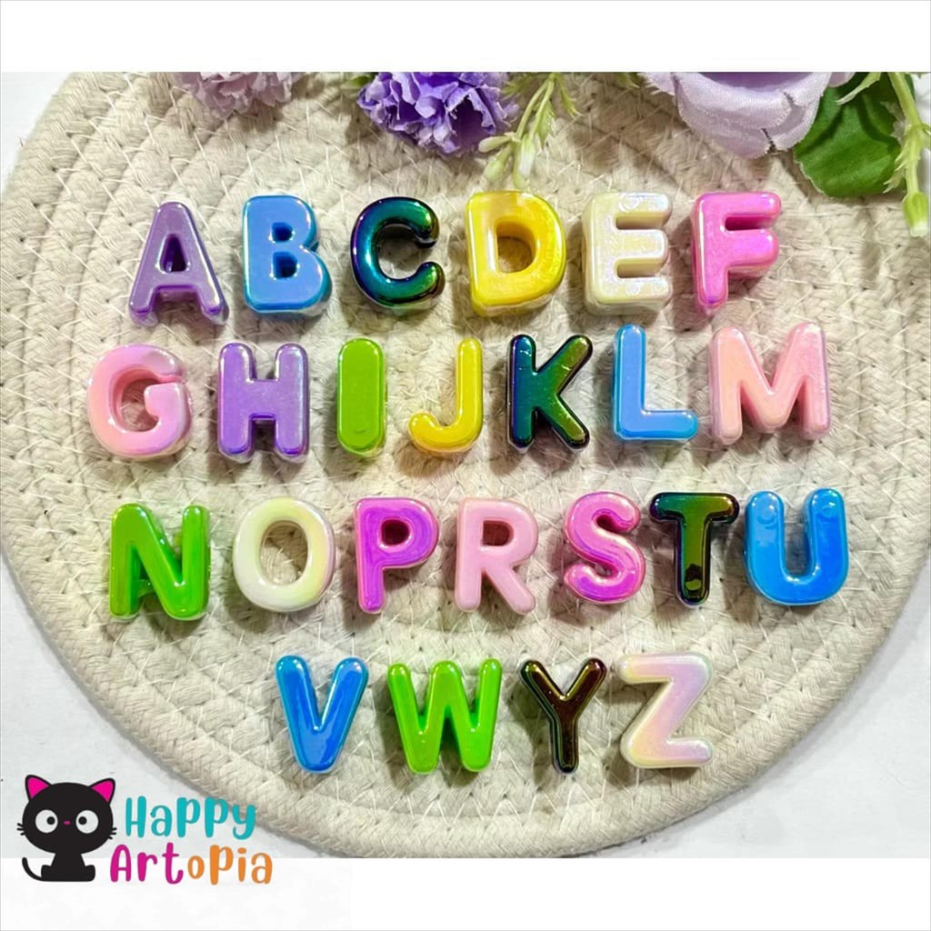 SISTERCLOZETTE - TAC230 ALPHABET BEADS LUXURY METALLIC ALPHABET LETTERS DIY LARGE HOLE DIY BAG CHARM