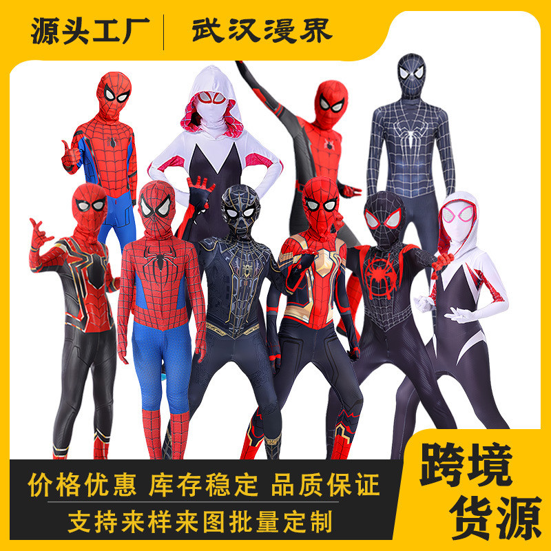 ชุดบอดี้สูท Spider-Man & Miles Morales สีดำ สำหรับเด็กและผู้ใหญ่ พร้อมเสื้อผ้าCosplay Halloween