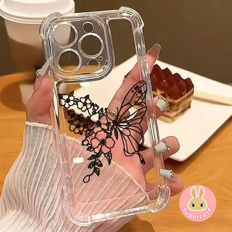 Gothic ผีเสื้อสี่มุมเคสโทรศัพท์สําหรับ Vivo V21E V20 SE V19 Neo V17 Pro V9 V5 Plus Y3 Y3S T4 Lite Ul