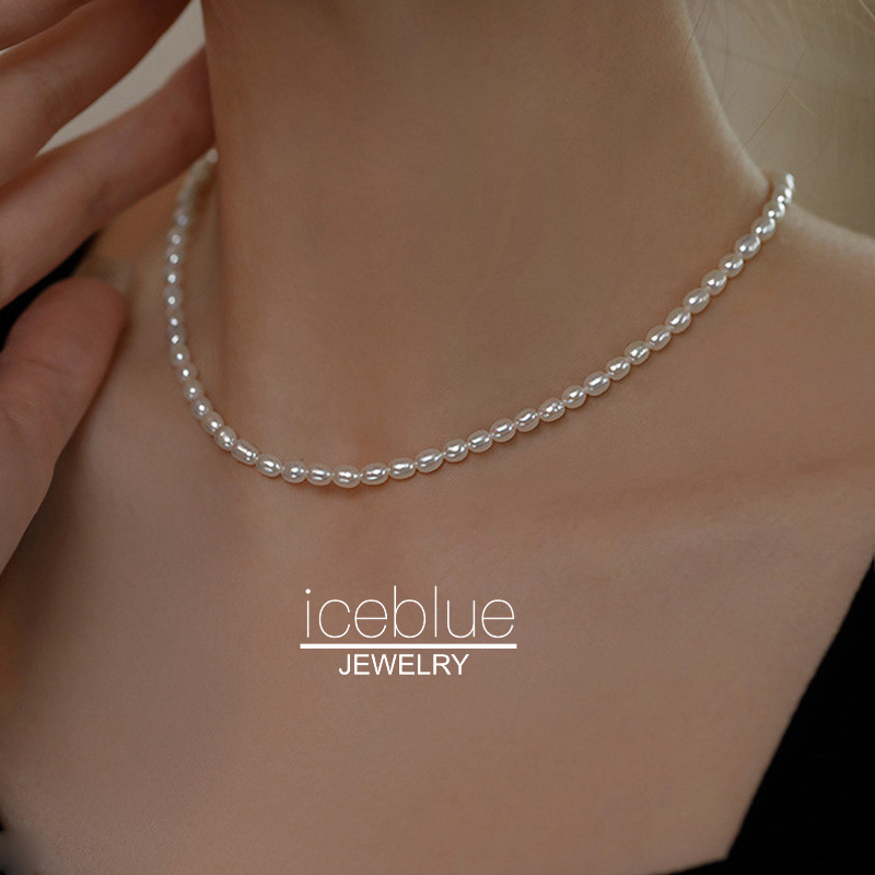 Iceblue-Elegant Pearl Beaded สร้อยคอผู้หญิง 14K Gold Plated กันน้ํา Non Tarnish สแตนเลสสร้อยคอไข่มุก N179
