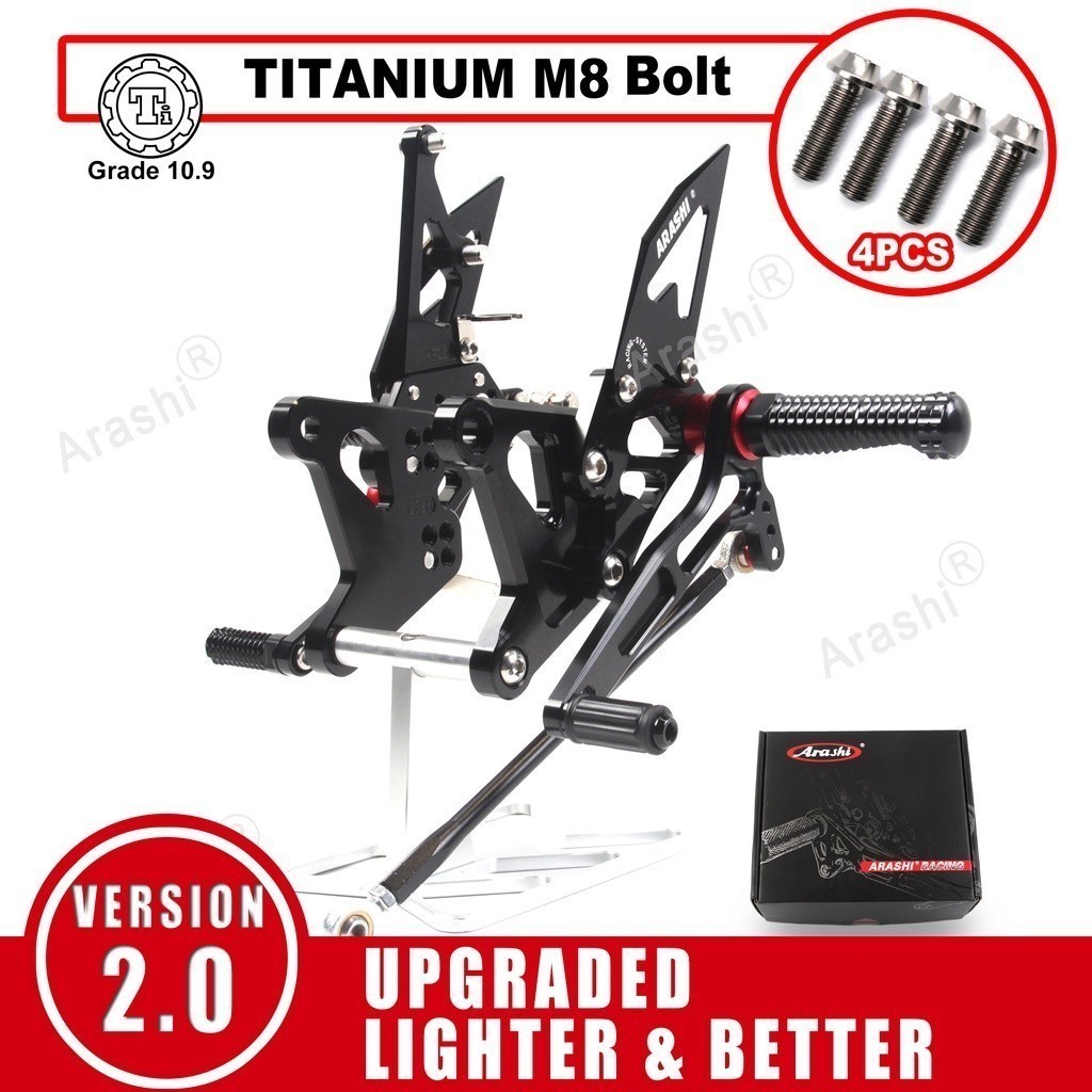 Arashi V2.0 CNC ปรับ Rearset สําหรับ KAWASAKI NINJA ZX6R ZX-6R ZX636 2005 2006 รถจักรยานยนต์พักเท้าห