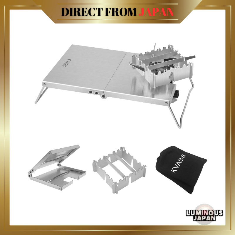 KVASS Heat Shield Table for Iwatani Junior Compact Burner CB-JCB — Stainless Steel, Foldable, Windsh