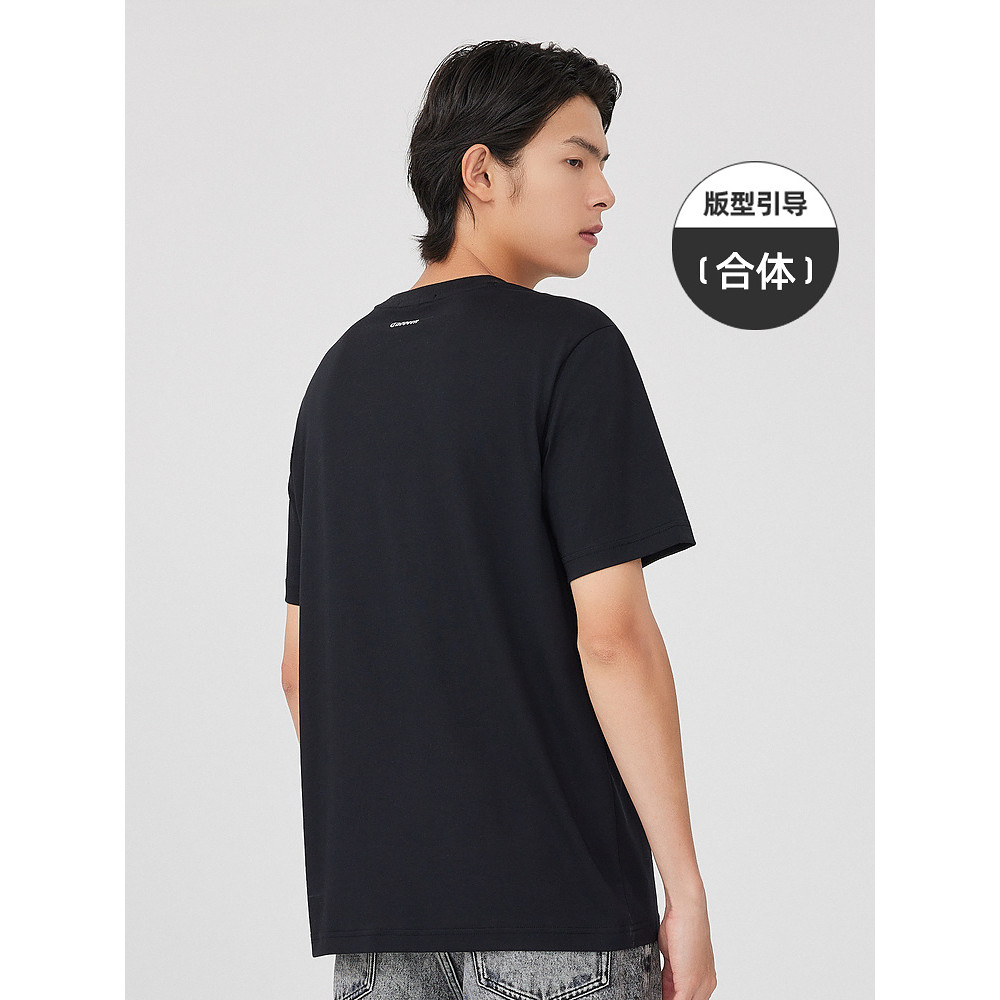 Smurf Co-Branded Kabin เสื้อยืดน้ำแข็ง สไตล์ใหม่ สีดำ แขนสั้น คอว่าว สำหรับผู้ชายในฤดูร้อน