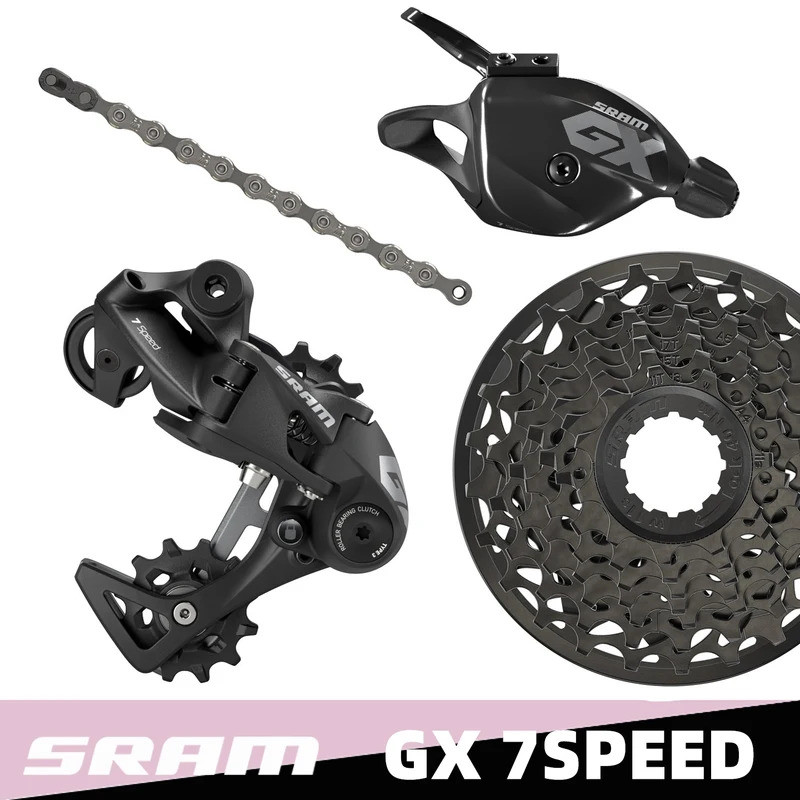 7-Speed SRAM GX DH จักรยาน 4 ชุด Groupset Trigger Shifter Lever ด้านหลัง Derailleur Chain Cassette 1