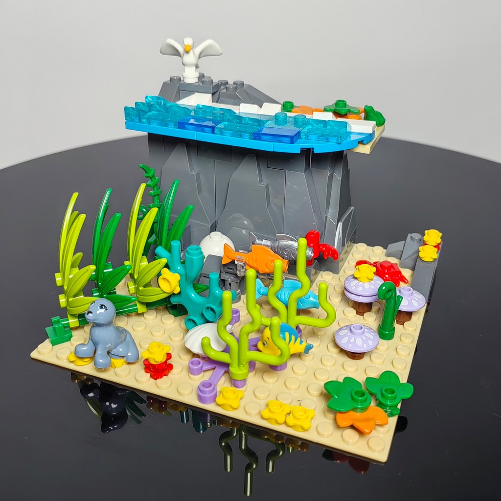 MOC Mini Island Sea Sea Seabed Coral สาหร่ายทะเลเปลือกปลากุ้งปู Aquarium สําหรับ 31122 Building Bloc