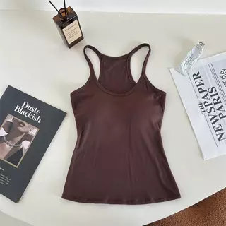 เสื้อครอปท็อปสายเดี่ยวเสริมบราในตัวใส่สบาย น่ารัก สุดฮิต ไซส์ M-3XL ผ้าร่องนุ่ม ใส่สบายแมตช์กับกางเกงหรือกระโปรง