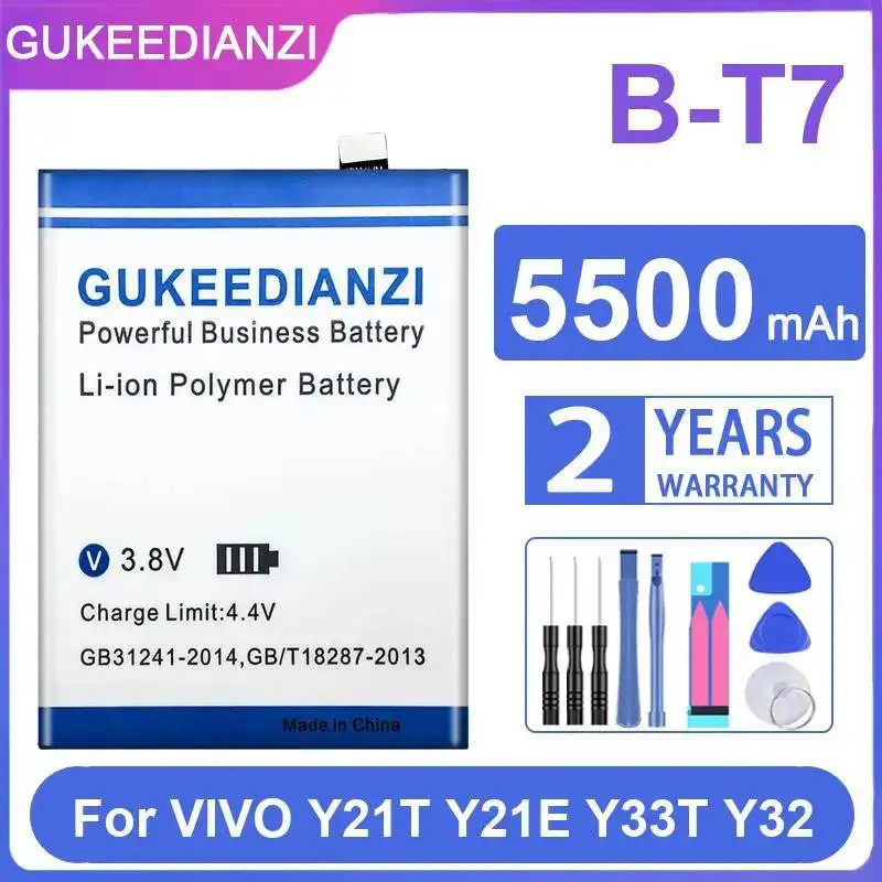 สําหรับ Vivo Y21T Y21E Y33T Y32 แบตเตอรี่โทรศัพท์มือถือปลอดภัยยาวนานประสิทธิภาพ B-T7 5500mAh