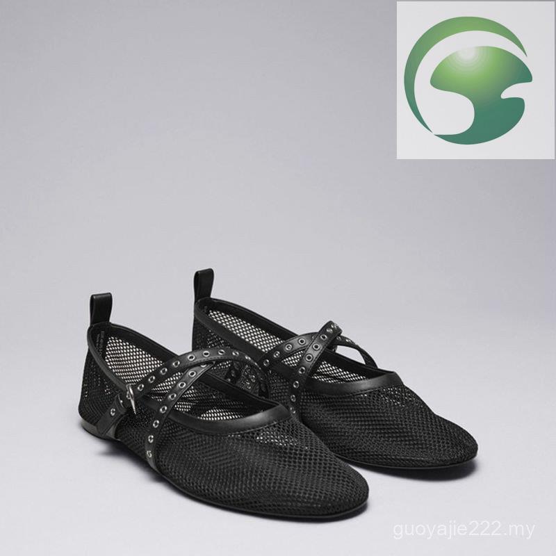 MY3 MESH BALLET FLAT SHOES - SPRING/SUMMER สีดําแฟชั่นและการออกแบบที่เรียบง่าย