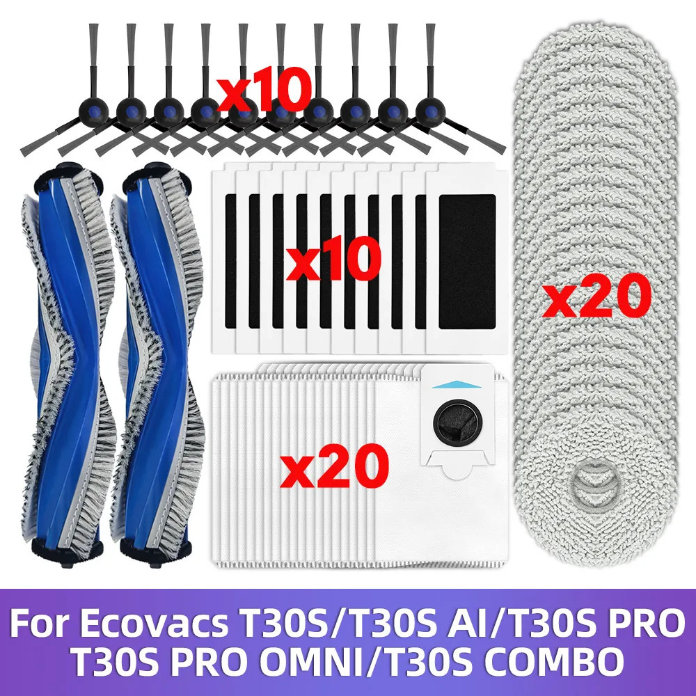 สําหรับ ECOVACS DEBOT T30S / T30S PRO / T30S PRO OMNI / T30S COMBO หลักแปรงด้านข้างกรอง Mop ผ้าถุงเก