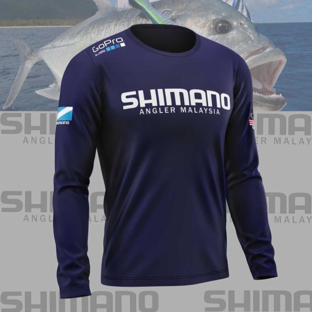 SHIMANO ชุดตกปลาผู้ชายแขนยาวแห้งเร็วระเหิดเส้นใยละเอียดพิเศษเสื้อยืดกีฬากลางแจ้งด้านบน