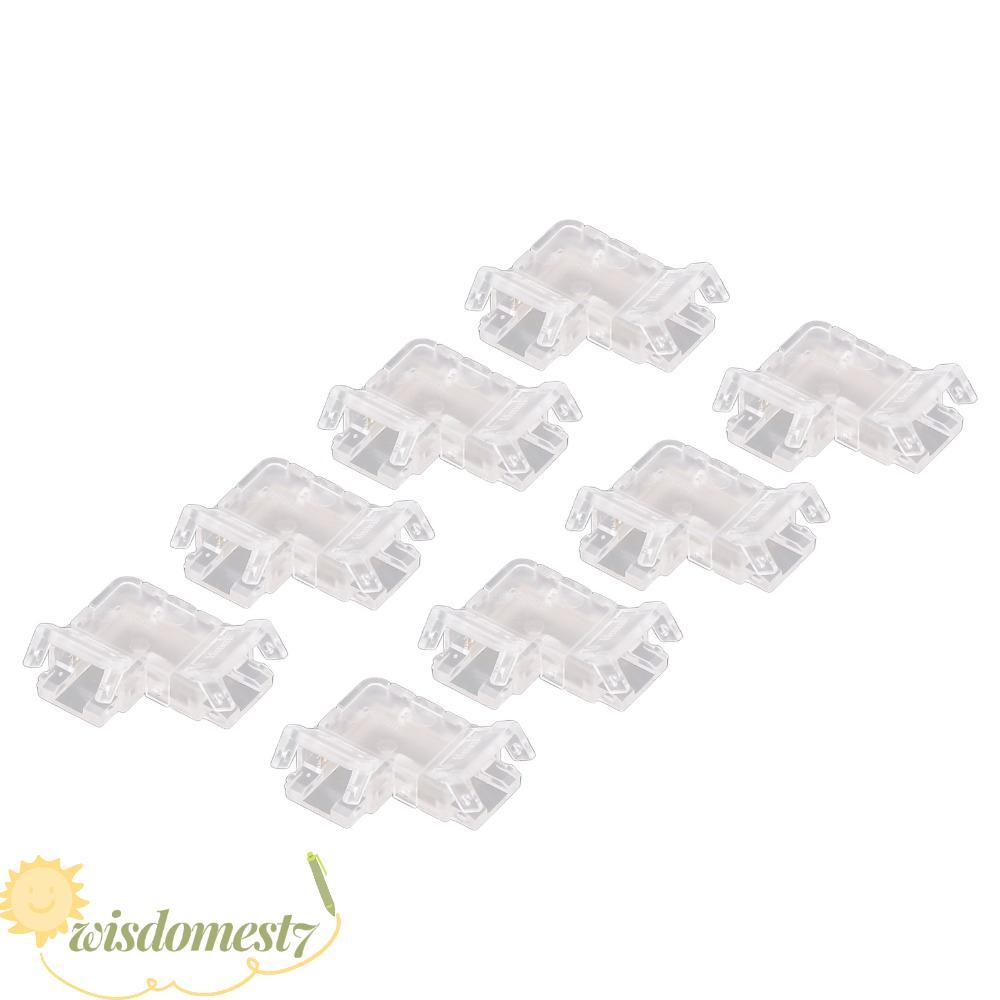 WISDOM 8 ชิ้น COB Connector, โปร่งใส 2PIN Strip Light Connector, Stable 8 มิลลิเมตร Pin Connector สํ