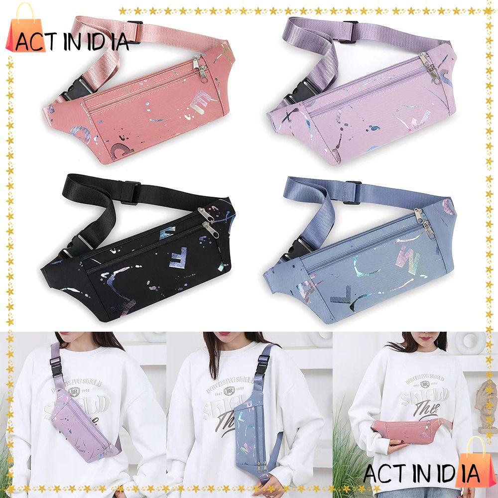 ACTIINIDIA กระเป๋าคาดเอว, กระเป๋าสะพายข้างหน้าอกทนความร้อนไนลอน, กระเป๋าคาดเอวมัลติฟังก์ชั่นความจุขนาดใหญ่แบบสบาย ๆ ผู้หญิง