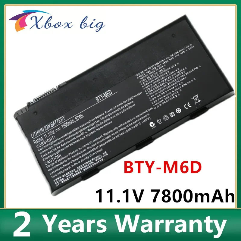 ใหม่ BTY-M6D แบตเตอรี่แล็ปท็อปสําหรับ MSI โน้ตบุ๊ค GX660 GT680R GT783R 9CELLS GT60 GT70 GX780R GX680