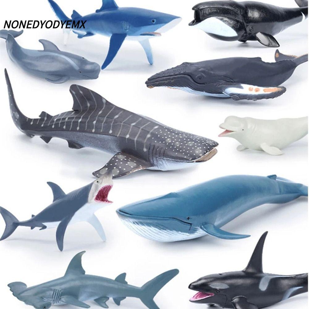 NONGYODYEMX จําลอง Sea Life, PVC สัตว์รุ่น Whale Figurines, ของเล่นเพื่อการศึกษา Marine สัตว์ Shark Cachalot Ocean Action Figures