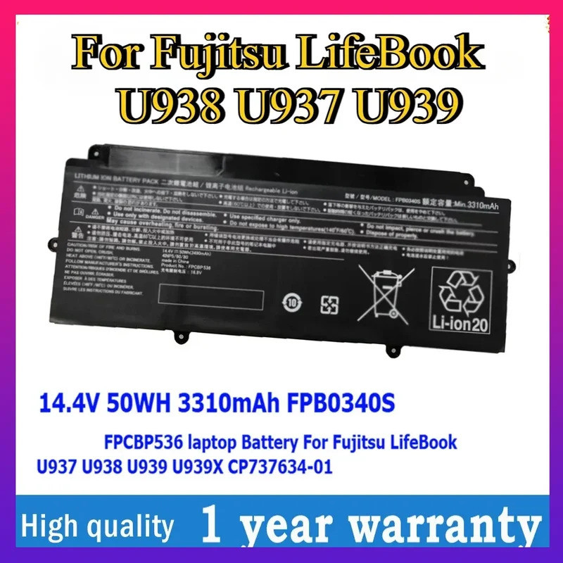 50Wh 3490mAh 14.4V FPB0340S FPCBP536 แบตเตอรี่แล็ปท็อปสําหรับ Fujitsu LifeBook U938 U937 U939 U939X 