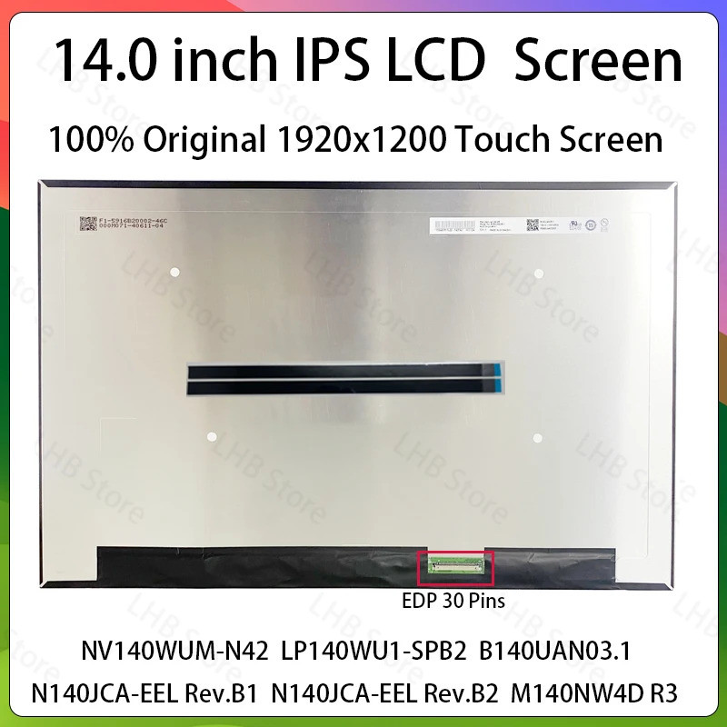 14 "หน้าจอ LCD แล็ปท็อป NV140WUM-N42 B140UAN03.1 N140JCA-EEL M140NW4D R3 LP140WU1-SPB2 จอแสดงผล Matr