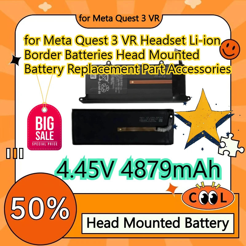 4.45V 4879mAh สําหรับ Meta Quest 3 VR ชุดหูฟัง Li-ion Border แบตเตอรี่หัวติดตั้งแบตเตอรี่อุปกรณ์เสริ