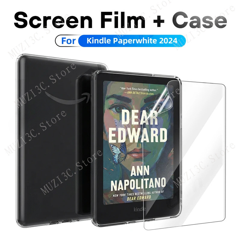 2-IN-1 ฟิล์มป้องกัน + เคสสําหรับ Kindle Paperwhite (12th Generation) 2024 Kindle colorsoft KPW6 7 "ป