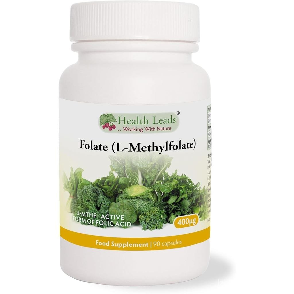 โฟเลต (L-เมทิลโฟเลต) 400μg x 90 แคปซูล - 5-MTHF Active Form of Folic Acid/Vitamin B9 - รองรับการเจริ