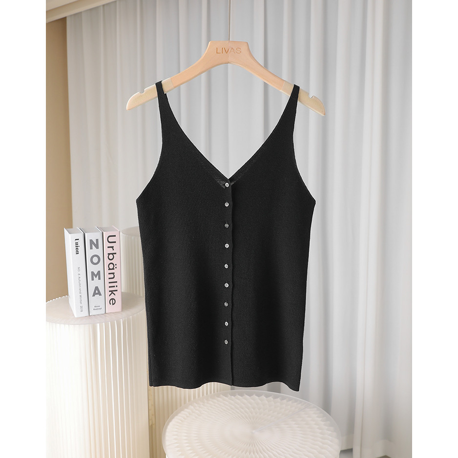 คลังสินค้าพร้อม 16-เข็ม Ace Ultra-Fine Wool V คอหน้าอกถักสลิงเหมาะสําหรับสวมใส่เดี่ยวสวมใส่ด้านใน W