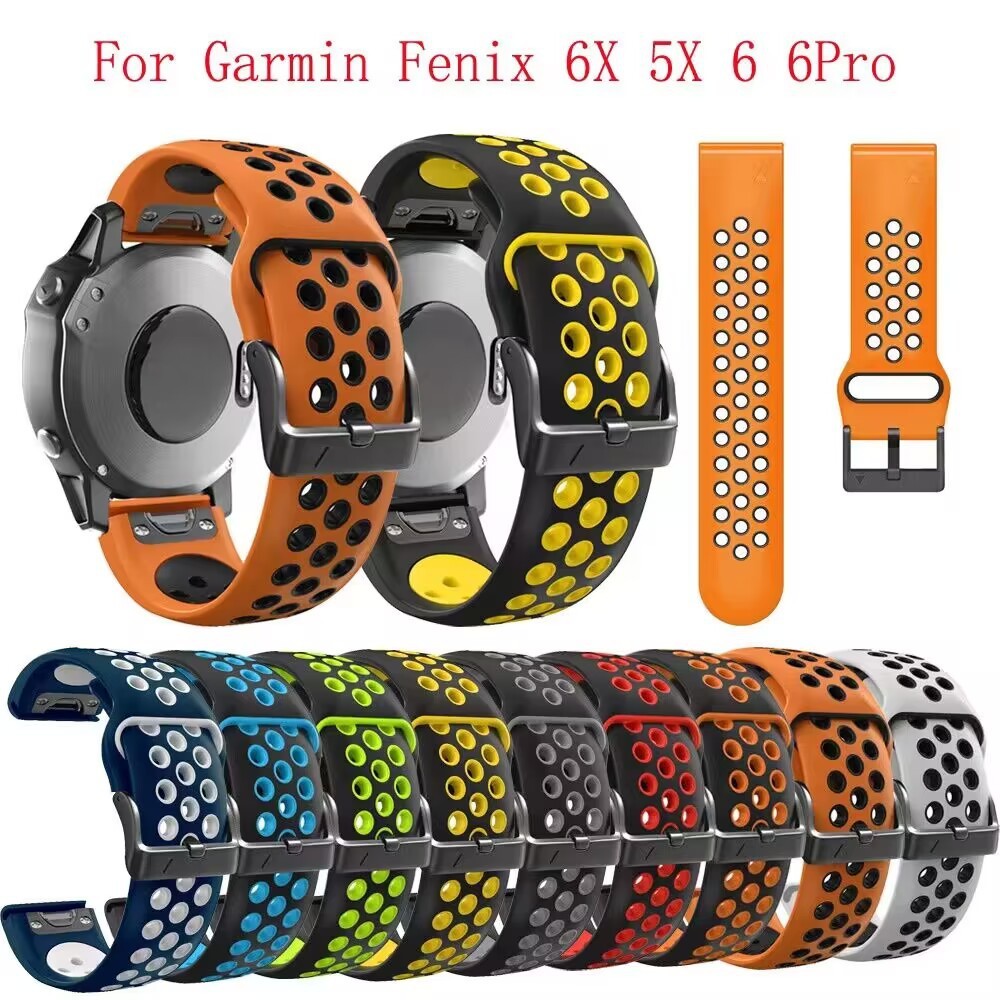 เหมาะสําหรับ Garmin Smart Watch Fenix7x 6X 5X 5pro Nike สายรัดทดแทนซิลิโคนสองสีระบายอากาศได้