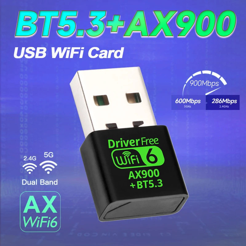 AX900 USB WiFi 6 บลูทูธ 5.3 อะแดปเตอร์ 2in1 Dongle Dual Band 2.4G และ 5GHz USB WiFi เครือข่ายไร้สาย 