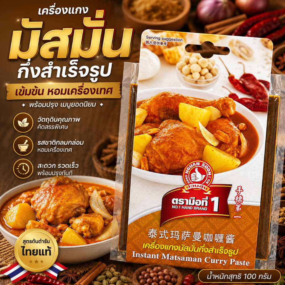 Instant Matsaman Curry Paste ตรามือที่ 1 100 กรัม เครื่องแกงไทยพร้อมปรุง