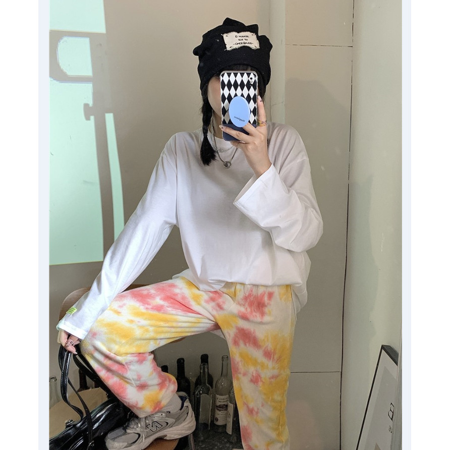 สไตล์อินเทรนด์ที่ไม่ซ้ํากัน Tie-Dye Terry Cloth Push-Up Pants S