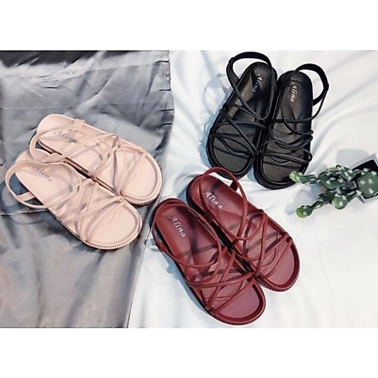 A66 รองเท้าแตะยางรัดส้นสายไข้ว สไตล์เกาหลี น่ารัก ทนทาน 5 สี